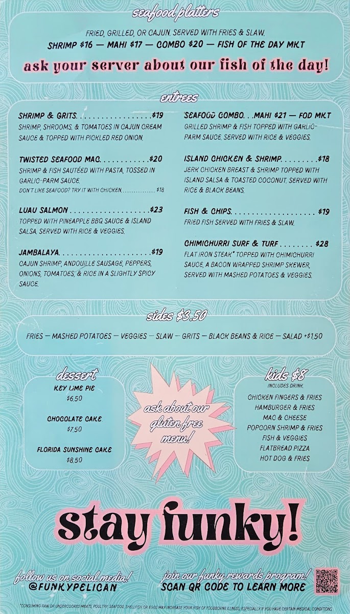 Funky Pelican Menu - Image 1